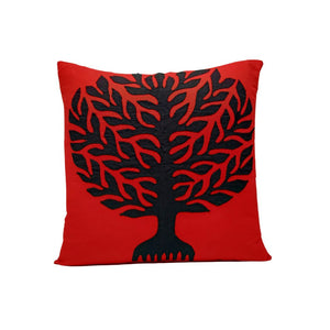 Black Tree Appliqued Cushion Cover