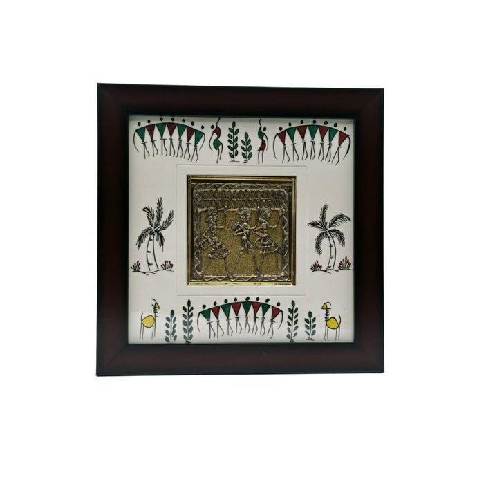 Dhokra Handcrafted Wooden Wall Frame With Three Figure