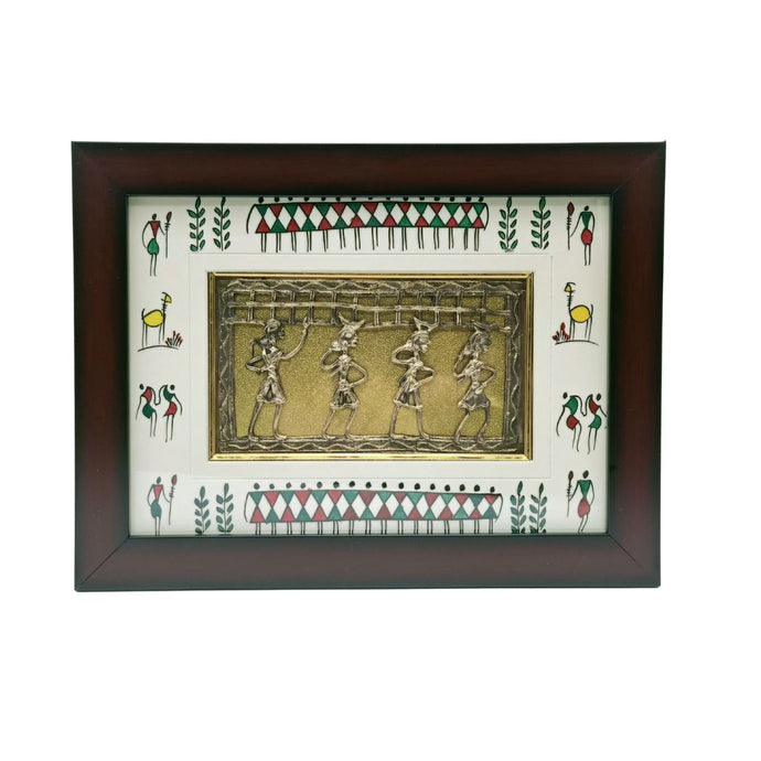 Dhokra Handcrafted Wooden Wall Frame With Four Figure