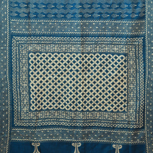 Royal Blue With White Kantha Stitched Saree