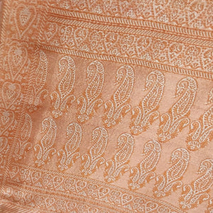 Light Peach Handwoven Banarasi Silk Stole