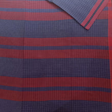 Load image into Gallery viewer, Navy Blue Red Border Checks Cotton Saree With Blouse Piece
