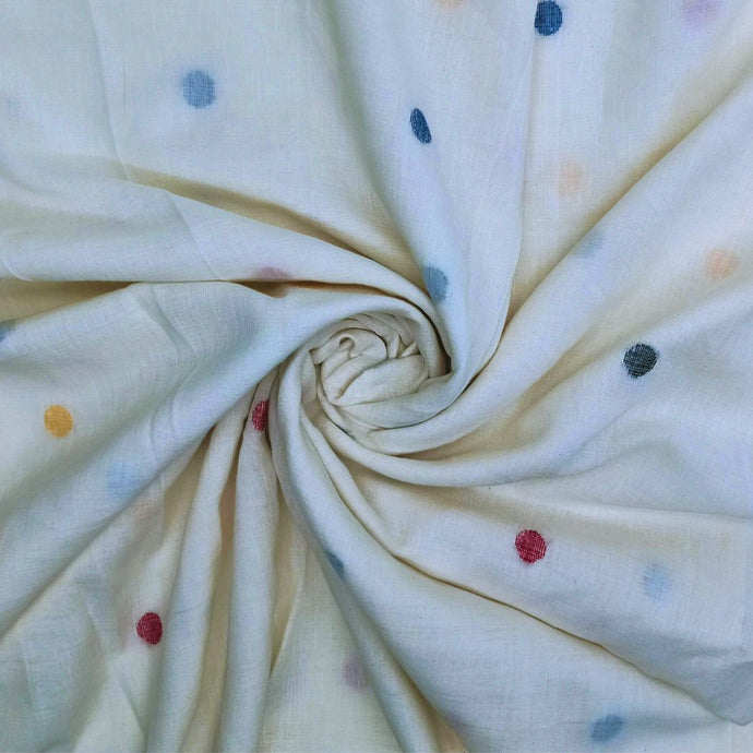Off White With Multicolour Jamdani Buti Fabric