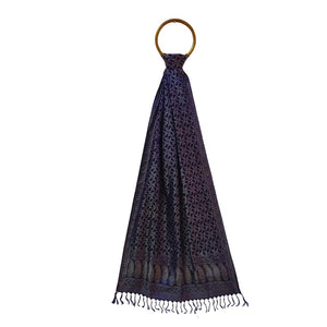 Navy Blue & Sliver Benarasi Stole