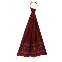 Load image into Gallery viewer, Maroon With White Jamdani Motif Stole
