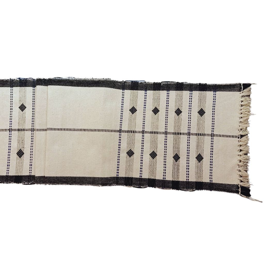 White With Black Border Table Runner