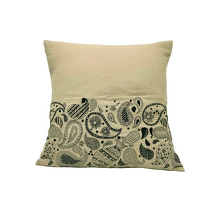 Beige Small Cluster Of Paisley Design Cushion Cover