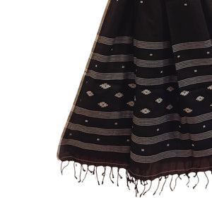 Black With White Jamdani motif Stole