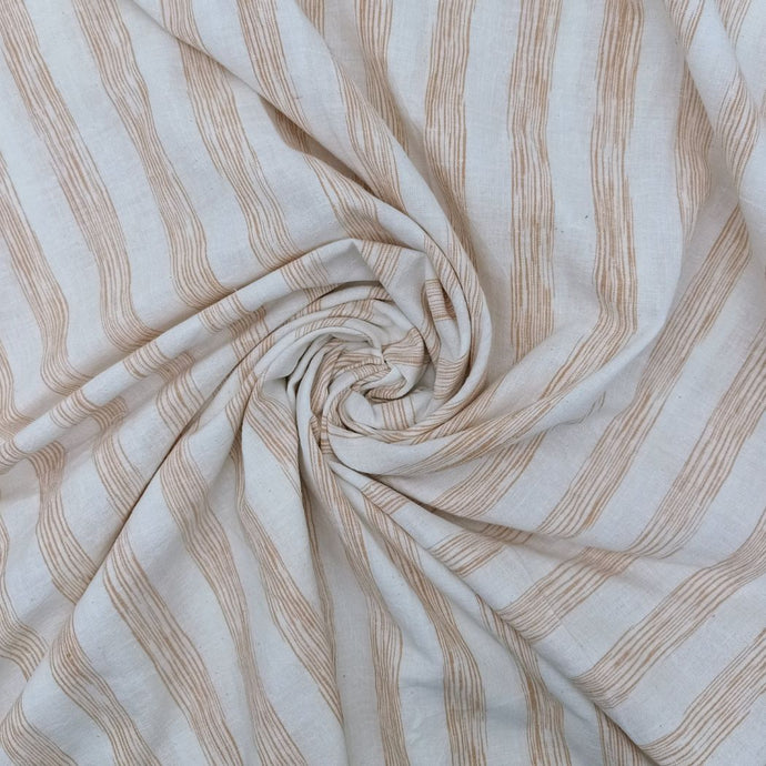 White & Brown Stripes Fabric