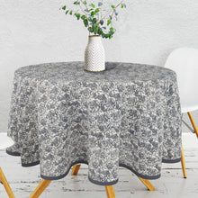 Load image into Gallery viewer, Grey &amp; White Vine Design Round Table Cloth
