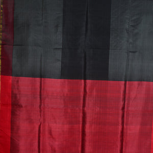 Red & Black Silk Saree With Blouse Piece