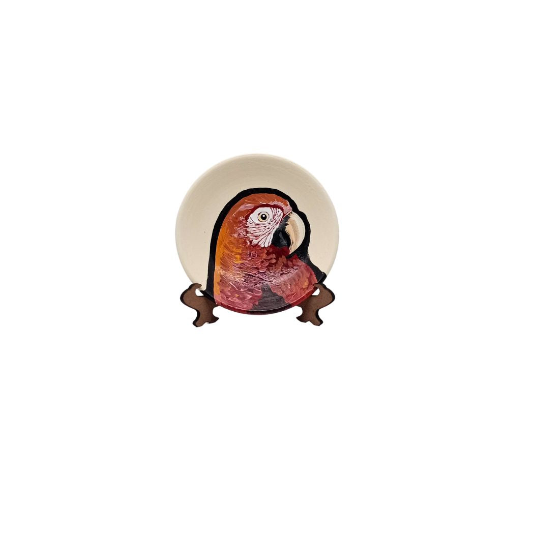 Red Bird Design Plate With Stand