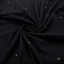 Load image into Gallery viewer, Black With White Jamdani Buti Fabric
