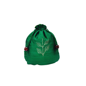 Deep Green Embroidery Batua