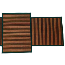 Load image into Gallery viewer, Maroon With Green Piping Table Mats With Runner-Set-6Pcs
