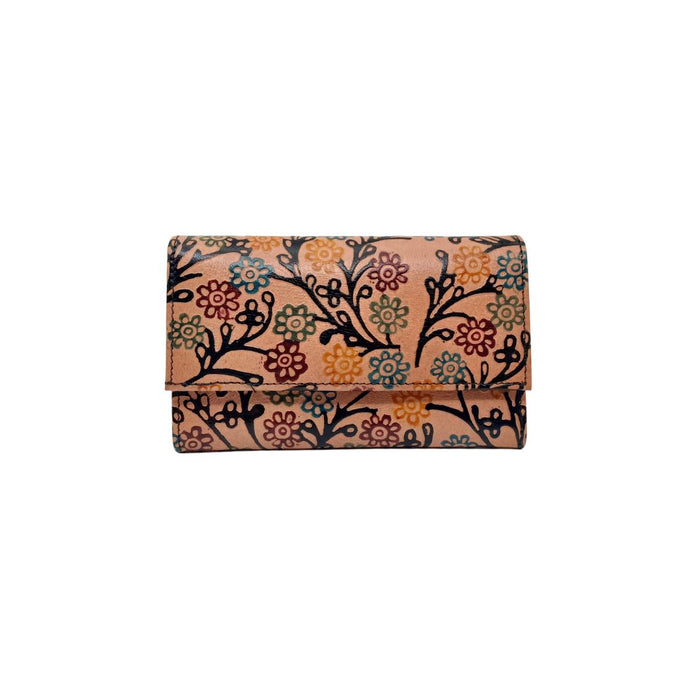 Floral Embossed Leather Purse