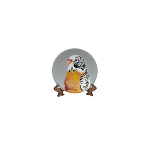 White & Yellow Bird Design Plate With Stand