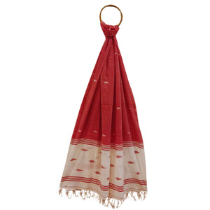 Orange & White Jamdani Dupatta