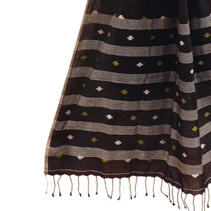 Black With White Jamdani Motif Stole