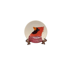 Red & Black Bird Design Plate With Stand