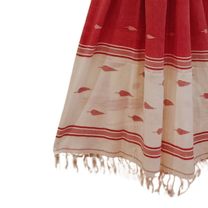 Orange & White Jamdani Dupatta