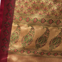 Load image into Gallery viewer, Beige With Maroon Border Benarasi Stole
