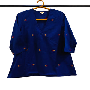 Navy Blue Jamdani Motif Wrap Top