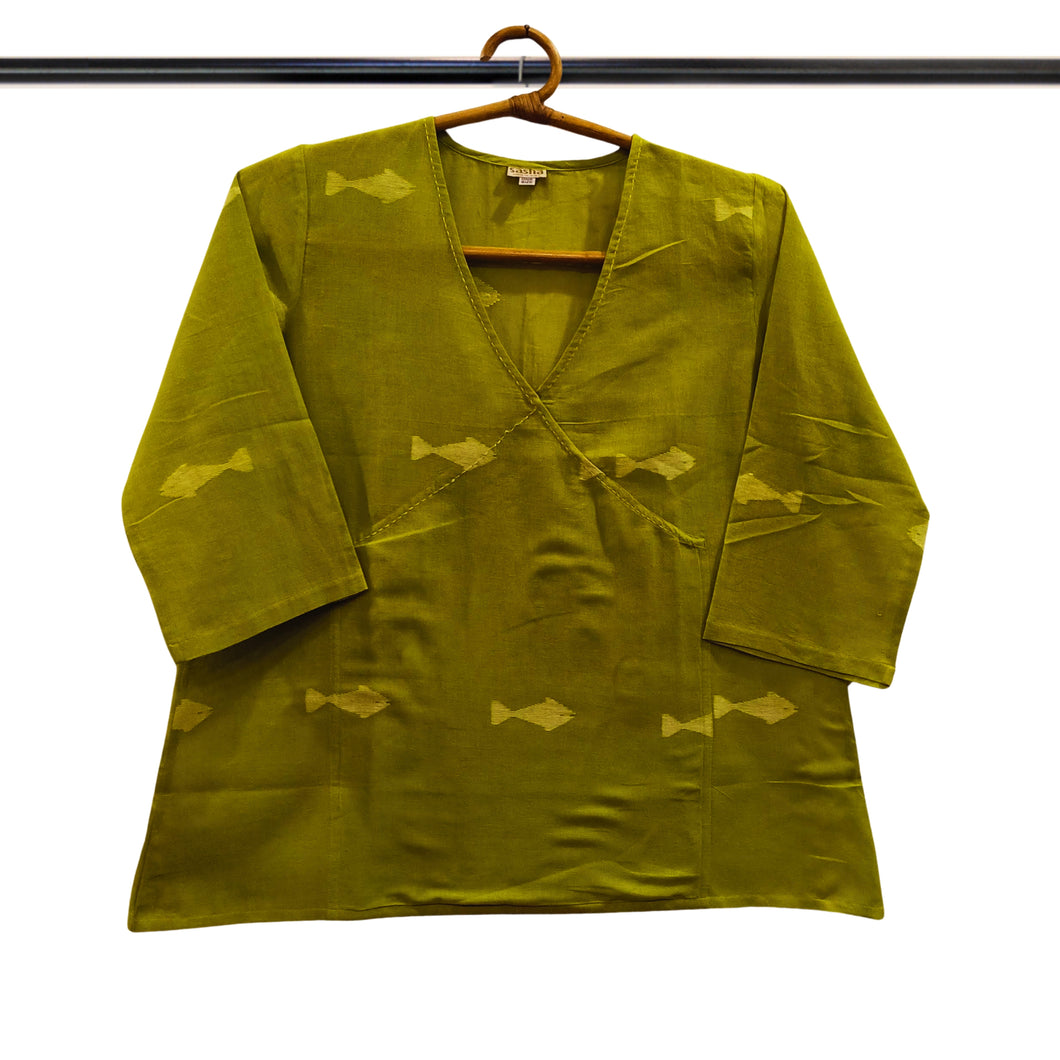 Light GreenJamdani Motif Wrap Top