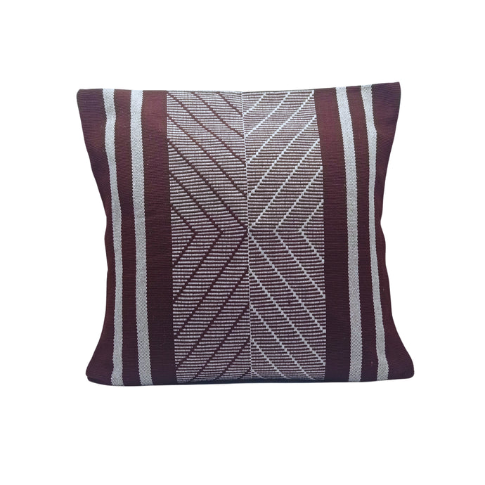 Brown & White Border Cushion Cover