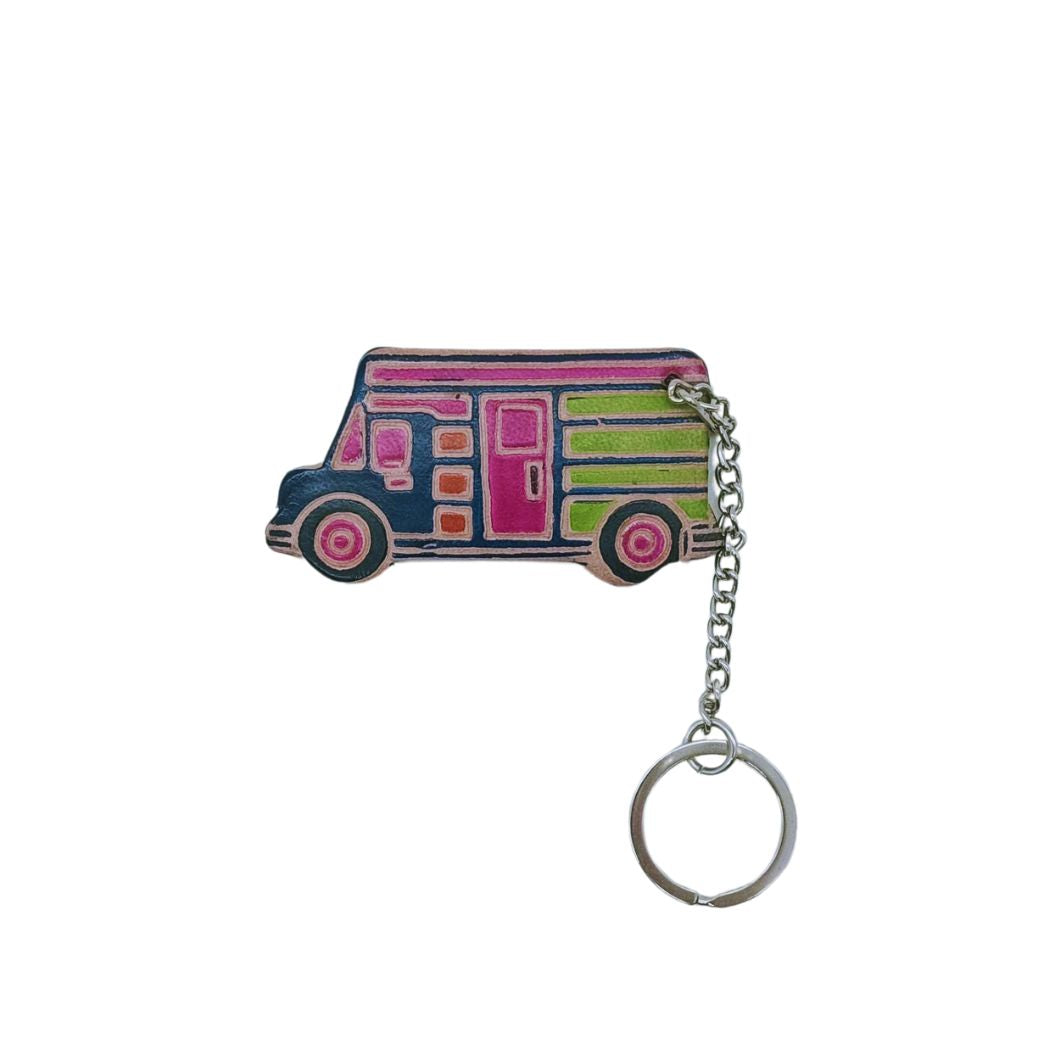 Embossed Leather Truck Key Ring