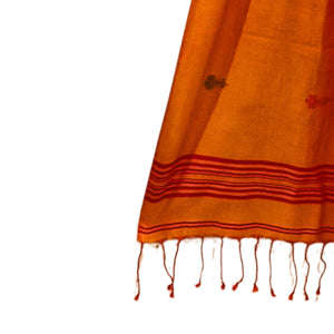 Orange With Multicolour Jamdani Motif Stole