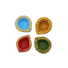 Load image into Gallery viewer, Multi Colours Hand Painted Diyas-Set Of 4 Pcs
