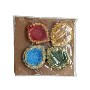 Multi Colours Hand Painted Diyas-Set Of 4 Pcs