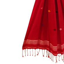Load image into Gallery viewer, Red With Multicolour Jamdani Motif Stole

