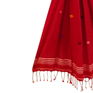 Red With Multicolour Jamdani Motif Stole