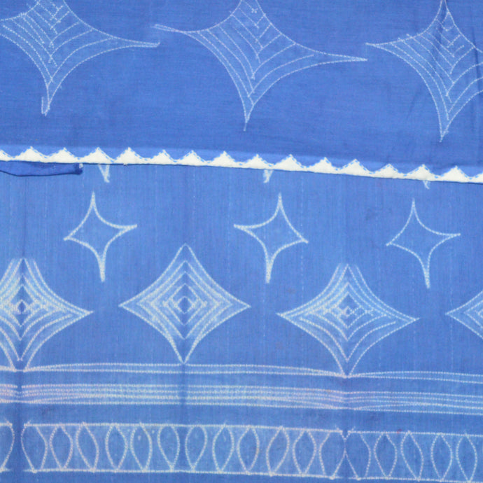 White & Blue Embroidered Saree With Blouse Piece
