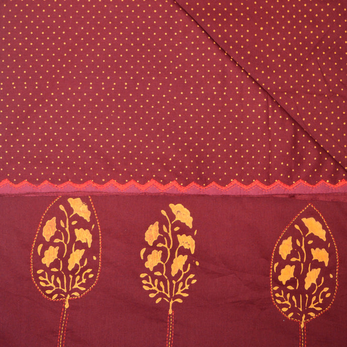 Rust & Yellow Printed Saree With Blouse Piece