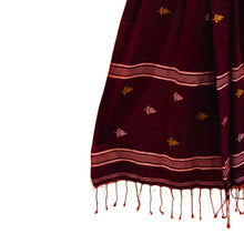 Load image into Gallery viewer, Maroon With White Jamdani Motif Stole
