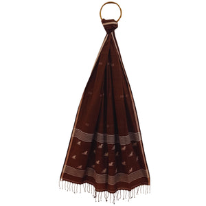 Brown With Bird Jamdani Motif Dupatta