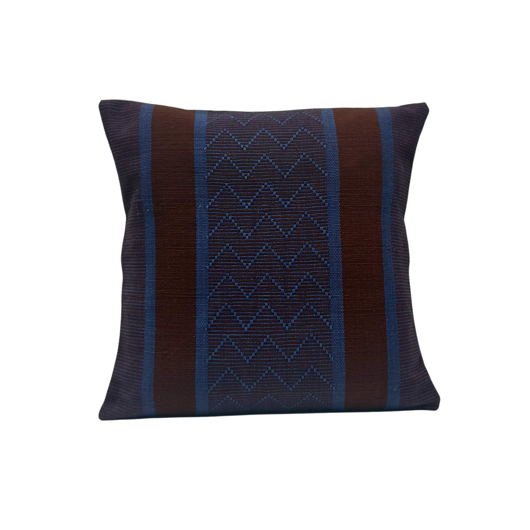 Rust & Blue Border Cushion Cover