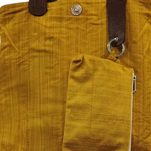 Leather Shoulder Bag With Kantha Stitched Lining