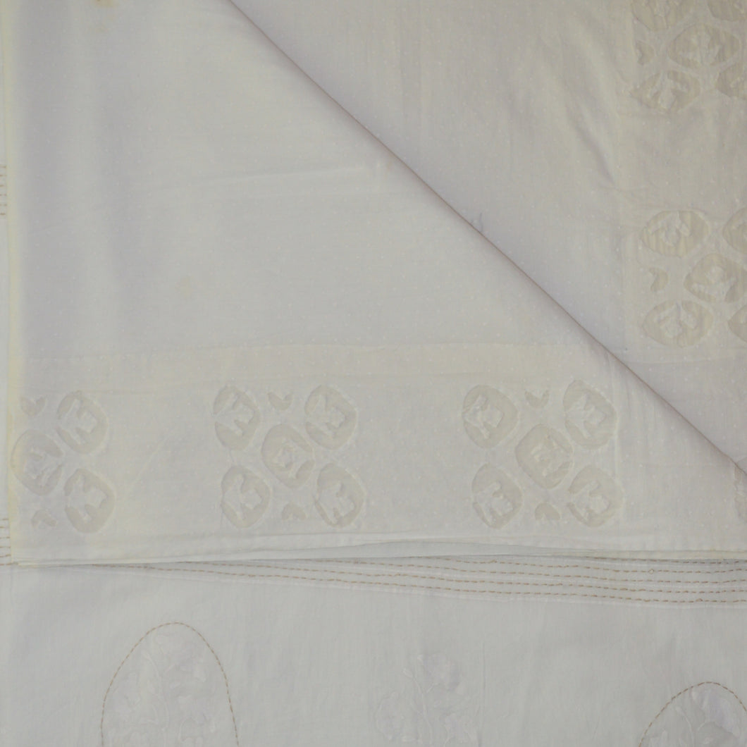 White Cutwork Saree With Blouse Piece