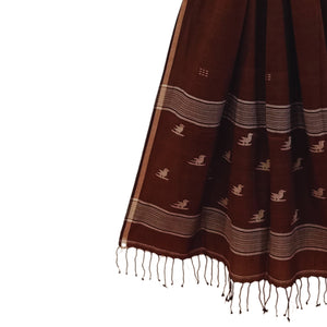 Brown With Bird Jamdani Motif Dupatta