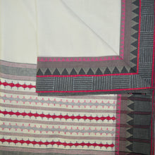 Load image into Gallery viewer, White Base Embroidered With Black &amp; Red Border Saree
