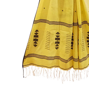 Light Yellow With Black Jamdani Motif Stole