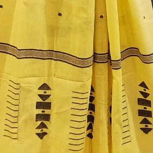 Light Yellow With Black Jamdani Motif Stole