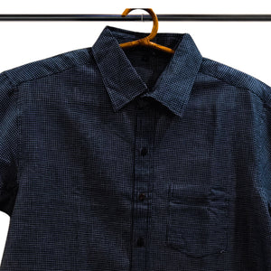 Navy Blue With White Checks Shirt