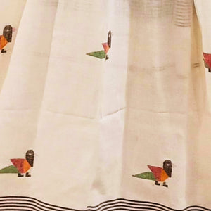 White With Jamdani Bird Motif Stole