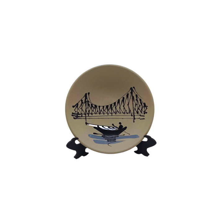 Hand Painted Howrah Bridge Design Plate With Stand