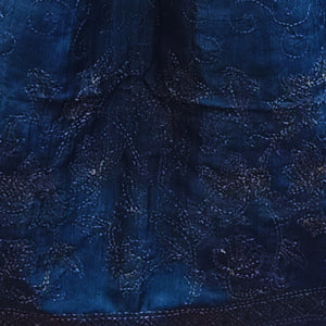 Blue & Black Silk Reversible Stole